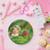 いちご いちご ファースト バースデー お子様の写真付き ペーパープレート (パーティー)