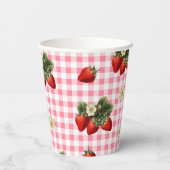 いちご と 赤い ギンガムの かわいい 紙コップ (裏面)