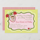 いちご|の写真の誕生日の招待状 招待状 (正面/裏面)