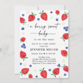 いちご ぶどうの実の スウィート ベイビー シャワー 招待状 (正面)