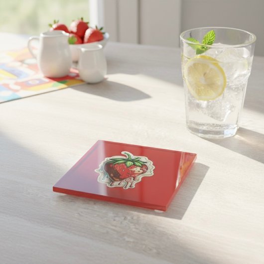 いちご ガラスコースター