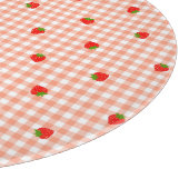 いちご＆ギンガムチェック（サーモンピンク）    カッティングボード (角)