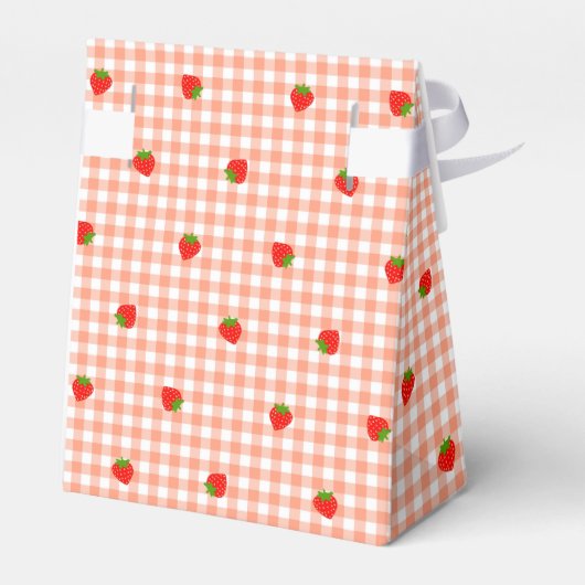 いちご＆ギンガムチェック（サーモンピンク）   フェイバーボックス (裏面サイド)