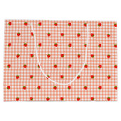 いちご　ギンガムチェック　サーモンピンク　  ラージペーパーバッグ (裏面)