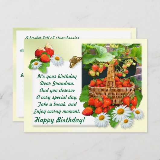 いちご~グランマザー誕生日葉書 ポストカード (正面/裏面)