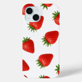 いちご シームレス パターン かわいい 赤い 果物 iPhone 15ケース