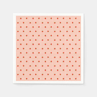 いちご チェック オレンジ スタンダードカクテルナプキン