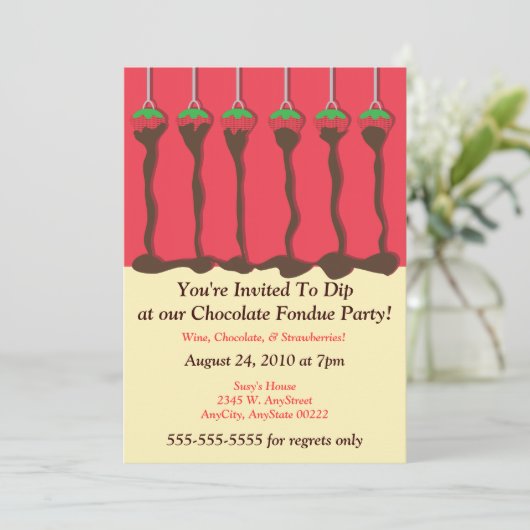 いちご&チョコレートフォンデュパーティーの招待状 招待状 (スタンド正面)