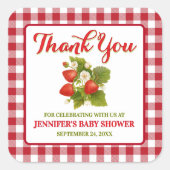 いちご テーマのベビーシャワー お礼 スクエアシール (正面)