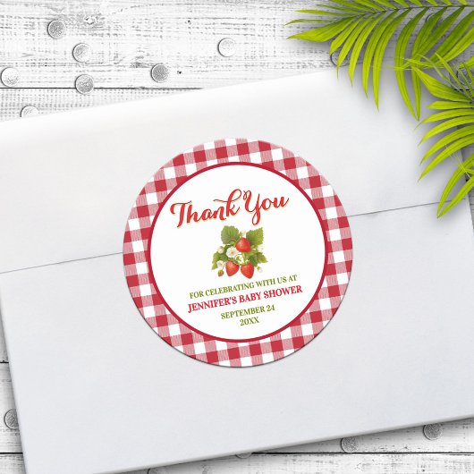 いちご テーマのベビーシャワー お礼 ラウンドシール