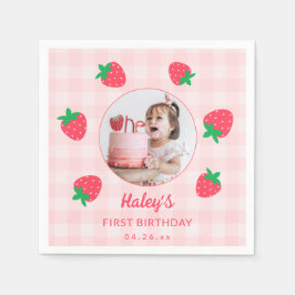 いちご ピンク ベリー 初めての誕生日 写真 スタンダードカクテルナプキン