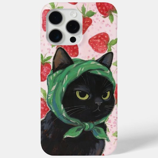いちご ブラック かわいい 猫 スマホケース かわいい Case-Mate iPhoneケース (裏面)