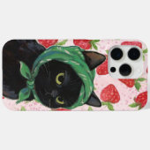 いちご ブラック かわいい 猫 スマホケース かわいい Case-Mate iPhoneケース (裏面 (横))