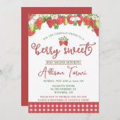 いちご、ベリー スウィート ベイビー シャワー 招待状 (正面/裏面)