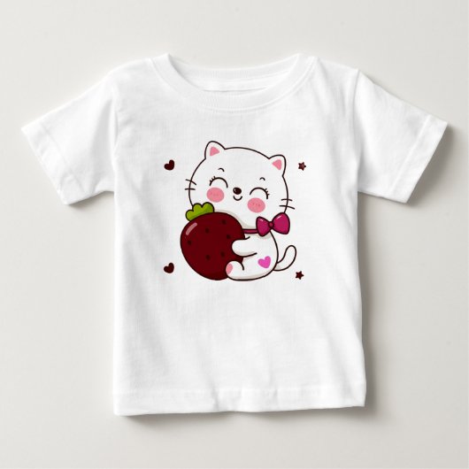いちご+子猫+ベビーTシャツ 🍓 ベビーTシャツ (正面)