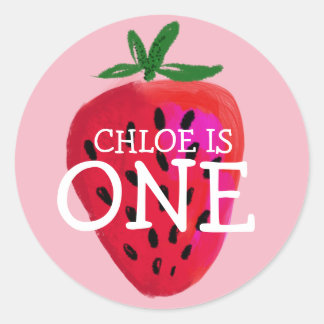 いちご |最初の誕生日カスタムステッカー ラウンドシール