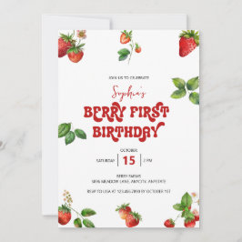 いちご |第1誕生日第1誕生日 招待状