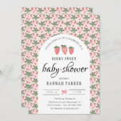 いちご＆花のベビーシャワー招待状 招待状 (正面/裏面)