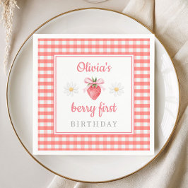 いちご 1歳の誕生日 ベリー ファースト バースデー スタンダードカクテルナプキン