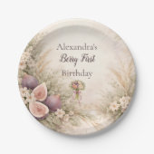 いちじくの庭のフラワー 1歳の誕生日 ペーパープレート (正面)