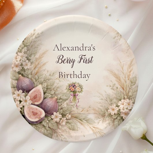 いちじくの庭のフラワー 1歳の誕生日 ペーパープレート
