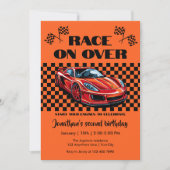 いちばん乗りで! 現代の赤いスポーツカー(どんな年齢でも) 招待状 (正面)