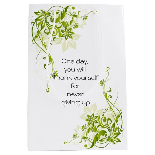 いつか自分で感謝してい引用文 ミディアムペーパーバッグ (正面)