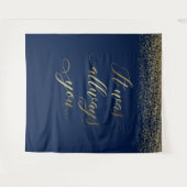 いつだってあなただった テックス 青いグリッターのウェディングバナー タペストリー (正面(横))