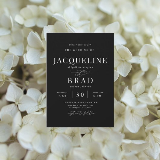 いつだってあなたのブラックエレガントウェディング 招待状