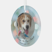 いつだって心の中に、ペットの名前と日付の写真 黒い文字 ガラスオーナメント (正面左)