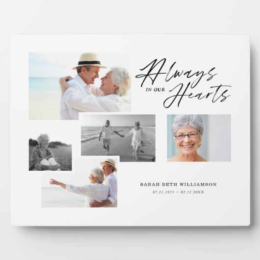 いつだって心の中に 5枚の写真の追悼コラージュ フォトプラーク (正面)