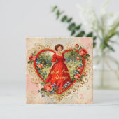 いつだって愛を込めて ヴィンテージ レディ フローラル ハート カード (スタンド正面)