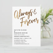 いつだって & 永遠に ミニマル ゴールド 手書き 招待状 (スタンド正面)