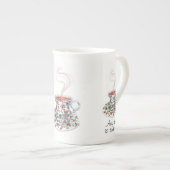 いつでもお茶の時間 – お茶のスローガン ボーンチャイナマグカップ (正面右)