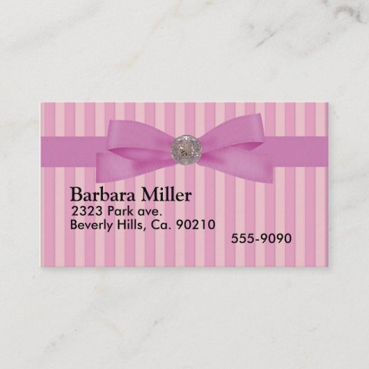いつでも明るいピンクのストライプな優雅 名刺 (正面)