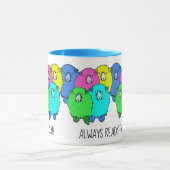 いつでも色のついた羊を編む準備ができていパーソナライズされたる マグカップ (中央)