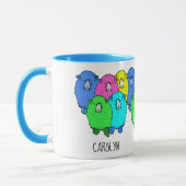 いつでも色のついた羊を編む準備ができていパーソナライズされたる マグカップ (左)