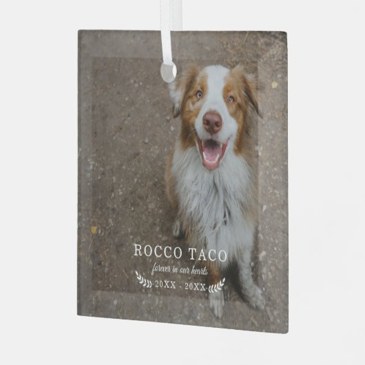 いつまでも心の中に | ペットの写真を使ったメモリアル ガラスオーナメント (正面左)