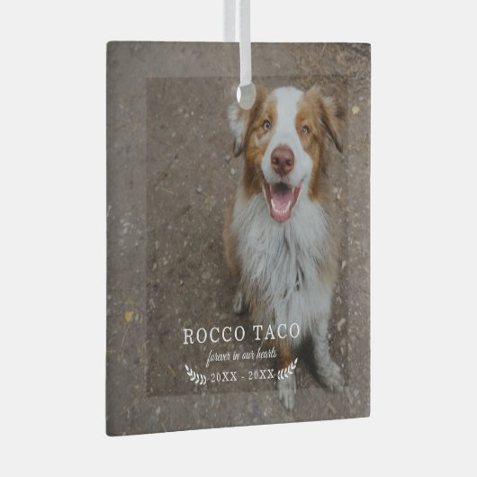 いつまでも心の中に | ペットの写真を使ったメモリアル ガラスオーナメント (正面右)