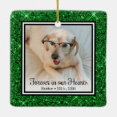 いつまでも心の中に 緑のグリッター 犬のメモリアル セラミックオーナメント (裏面)
