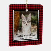 いつまでも心の中に 赤いバッファロープレイドの猫 セラミックオーナメント (右)