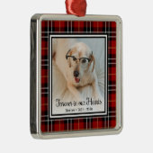 いつまでも心の中に 赤い格子縞の犬の追悼 メタルオーナメント (右)