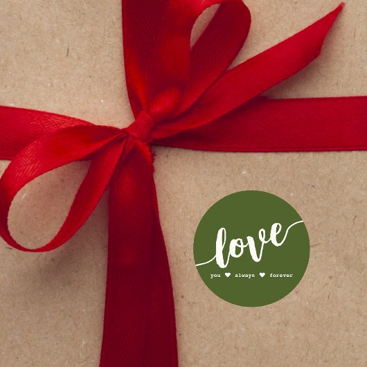 "いつまでも愛してる" グリーン スクリプト カード ラウンドシール