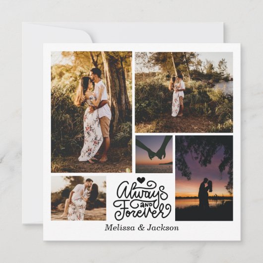 いつまでも永遠に 5枚の写真のコラージュ バレンタイン シーズンカード (正面)