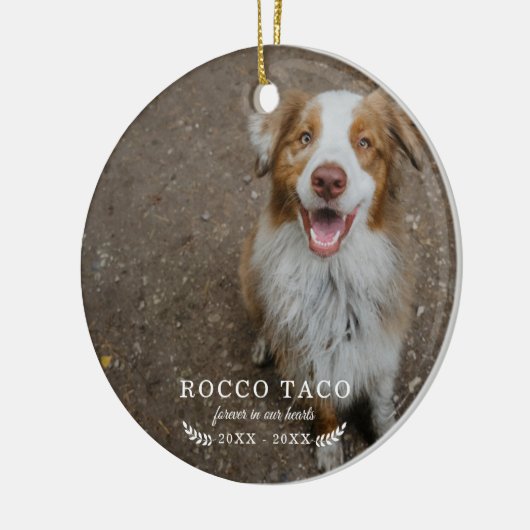 いつまでも私たちの心の中に | ペットの写真を使ったメモリアル セラミックオーナメント (左)