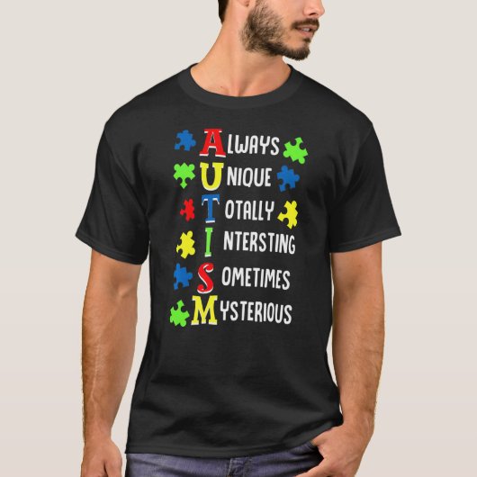 いつもと違う 完全に知的 時々自閉症 Tシャツ (正面)