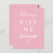 いつもキスミーグッドナイトピンクアンドホワイトタイポグラフィ ポストカード (正面/裏面)
