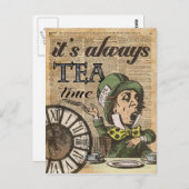 「いつもティータイムだ」不機嫌Hatter辞書アート ポストカード (正面/裏面)