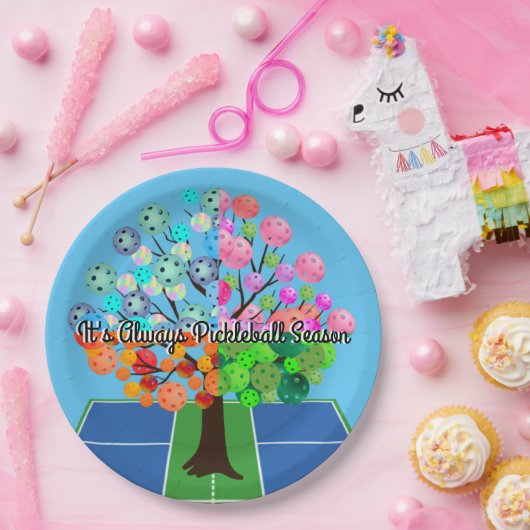 いつもピックボールの季節 – Four Seasons Tree ペーパープレート (パーティー)