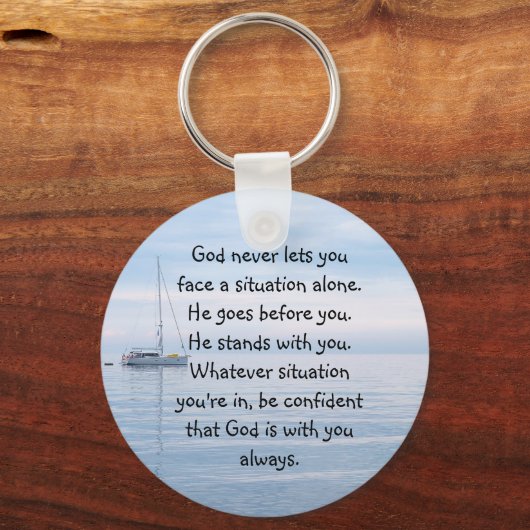 いつも一人で神と共に生きる感動的 キーホルダー (正面)